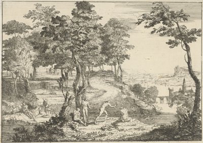 Paysage avec baigneurs et pêcheurs - Gerard Melder