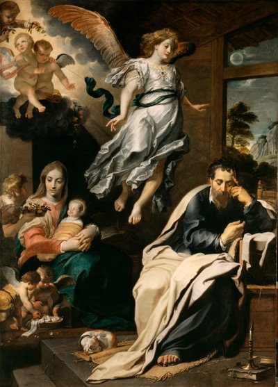 Un ange disant à Joseph en rêve de fuir en Égypte - Gerard . Seghers
