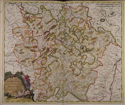 Generalis Lotharingia dispartita in ducatum ejus proprium et Barrensem quorum intra fines continentur episcopatus Metensis, Tullensis, Verdunensis - Gerard Valck
