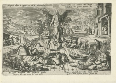 Le Père Temps au milieu de scènes de mauvaise conduite (Temporis abusus in ignauta et muridi uoluptatibus, Allégories moralisantes sur le temps) - Gerard de Jode