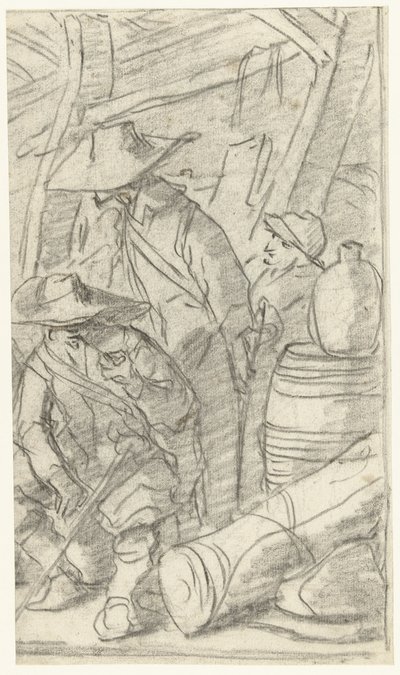 Trois hommes dans un camp militaire - Gerard ter Borch (II)