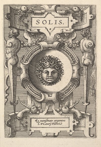Buste de Sol entouré de rinceaux, de la série 