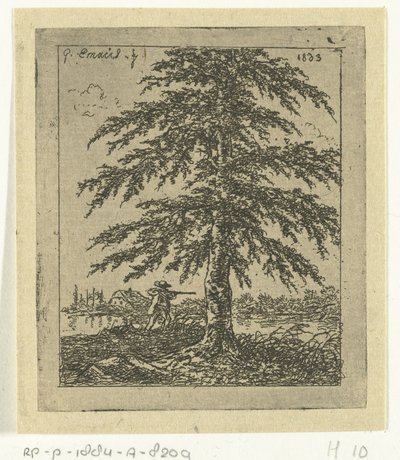Paysage avec hêtre et chasseur - Gerardus Emaus de Micault