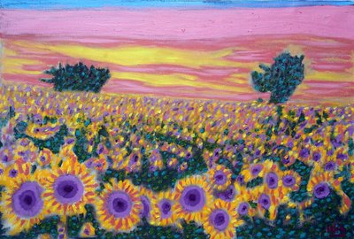 Champ de tournesols, 2024 (huile sur toile) - Gerhardt Isringhaus