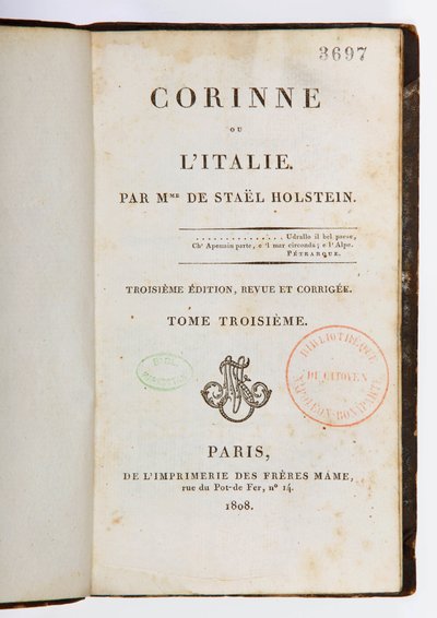 Page de titre de Corinne ou l
