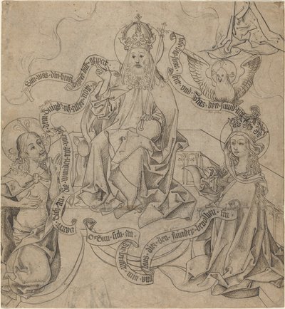 Christ et Marie intercédant auprès de Dieu le Père - German 15th Century