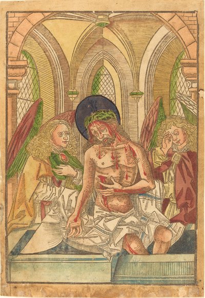 Christ dans le tombeau avec deux anges - German 15th Century