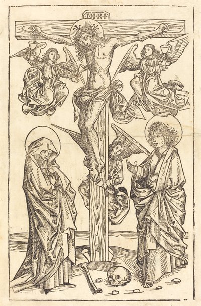 Christ sur la croix avec des anges - German 15th Century