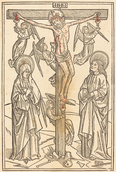 Christ en croix avec des anges - German 15th Century