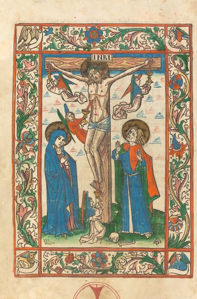 Christ en croix avec des anges - German 15th Century