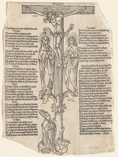 Le Christ en croix avec le pape Pie II - German 15th Century