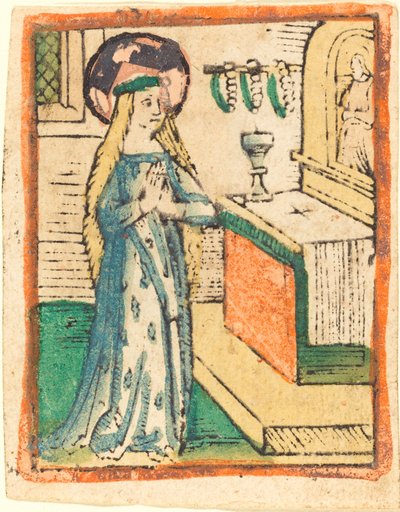 La Vierge dans une Robe Brodée d