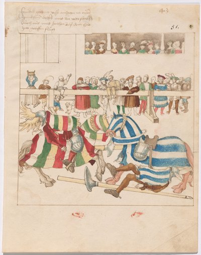 Joute simulée de guerre avec boucliers fixes - German 16th Century