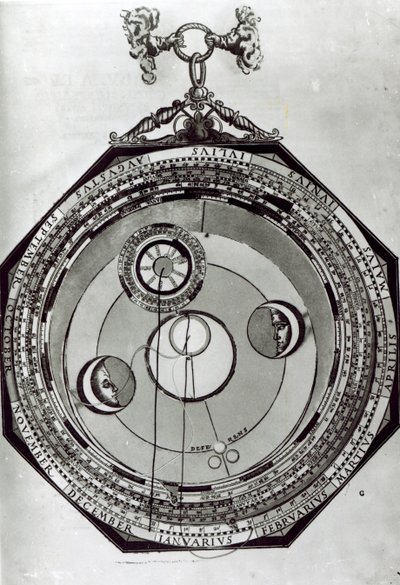 Un Volvelle, montrant possiblement les cycles de la Lune, d