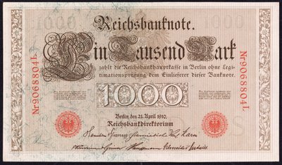 Billet de mille marks, 1910 - German School