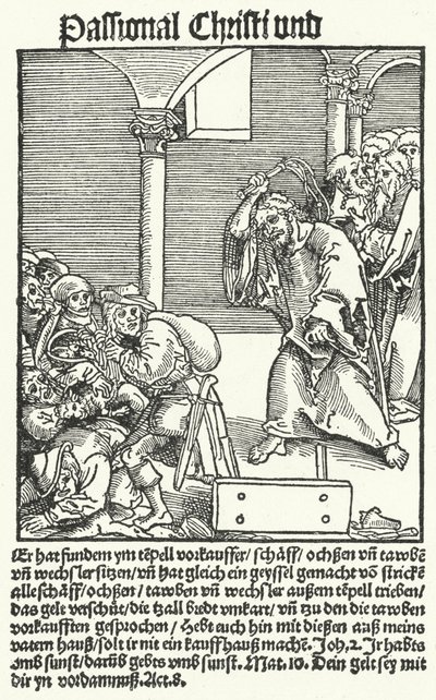 Une page du pamphlet anti-papiste de Luther, Passional Christi und Antichristi - German School