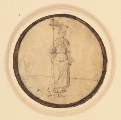Un médaillon représentant le Christ avec une longue cape fixée au cou tenant une croix processionnelle - German School