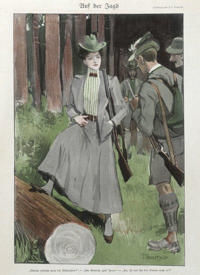 Une femme à la chasse au tir - doc allemand - German School