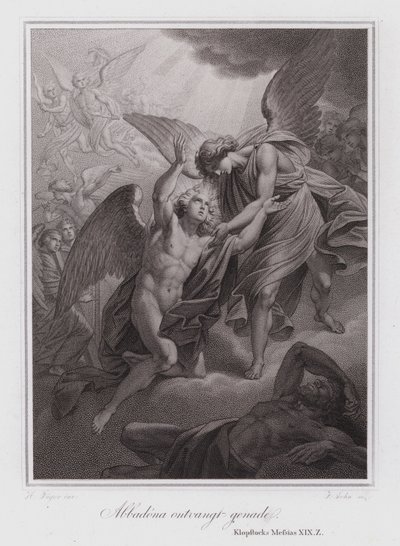 Abbadon reçoit la miséricorde (gravure) - German School