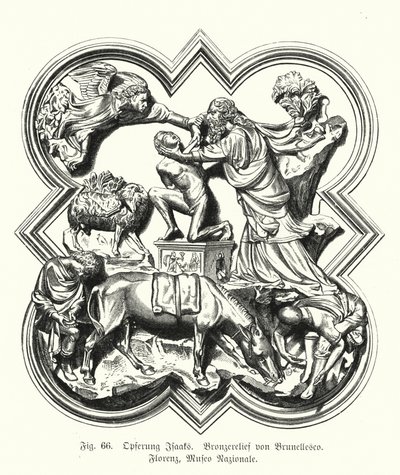 Abraham offrant son fils Isaac en sacrifice, relief en bronze par Filippo Brunelleschi - German School