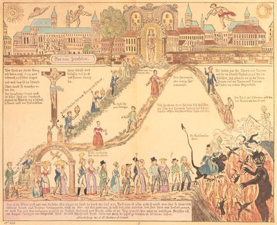 Représentation allégorique de la vie chrétienne et terrestre, publiée par G.N. Benner, Nuremberg, vers 1830 - German School