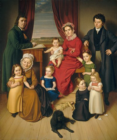 Un artiste et sa famille, vers 1830 (huile sur toile) - German School