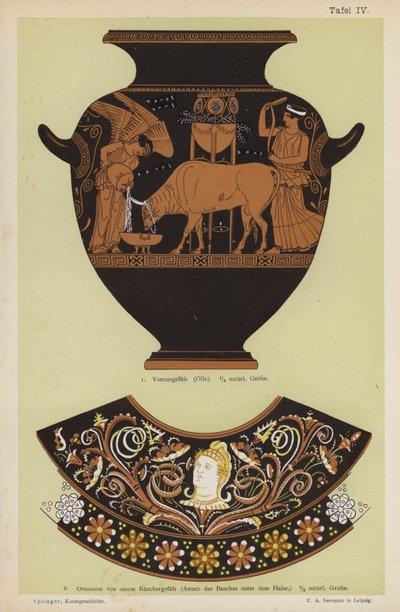 Ancien pot de stockage grec et ornement d