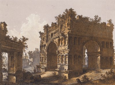 Arc de Janus, Rome (lithographie couleur) - German School