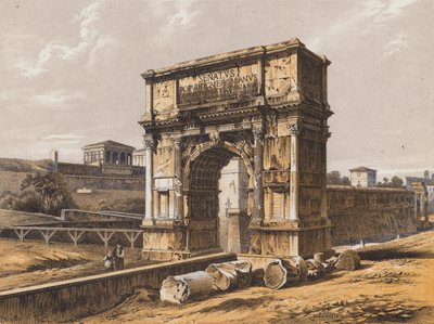 Arc de Titus, Rome (lithographie couleur) - German School