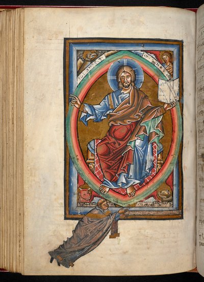 Christ trônant en majesté dans une mandorle, entouré des quatre symboles des évangélistes, de 