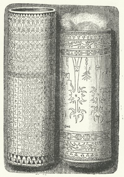 Canne de bambou de Sumatra décorée avec des inscriptions en écriture Rejang (gravure) - German School