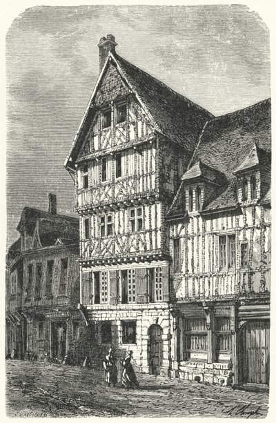 Lieu de naissance à Rouen du dramaturge français Pierre Corneille (gravure) - German School