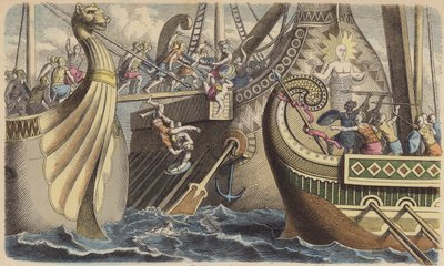 Embarquement sur une galère pendant une bataille navale à l