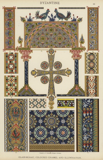 Byzantin, Mosaïque de verre, Émail coloré et enluminure - German School