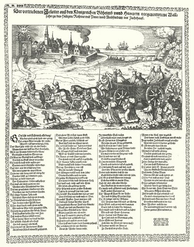 Caricature représentant les Jésuites chassés de Bohême et de Hongrie en 1620 au début de la guerre de Trente Ans - German School