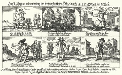 Caricature sur le tabac et le fumage de pipe - German School