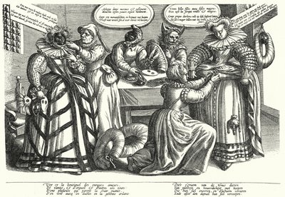 Caricature sur le costume des femmes, début du XVIIe siècle - German School