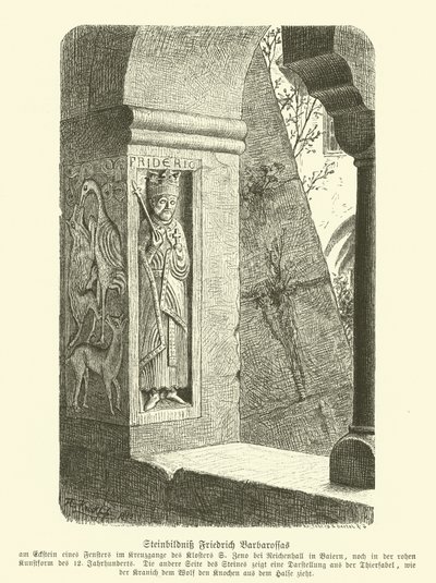 Image en pierre sculptée de Frédéric Barberousse, Empereur romain germanique (gravure) - German School