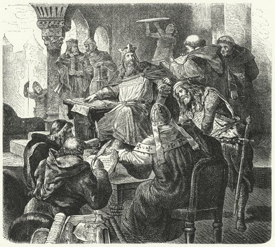 Charlemagne consultant des érudits et des clercs - German School