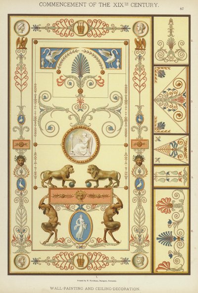 Début du XIXe siècle, peinture murale et décoration de plafond - German School