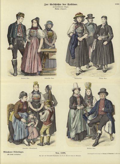 Costumes de Baden, Allemagne, 19ème siècle - German School