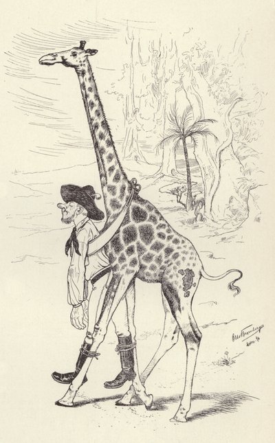 Ivrogne dans le Transvaal ramené chez lui par une girafe - German School