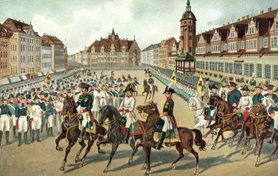 Entrée des trois monarques alliés à Leipzig - German School