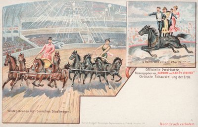 Actes équestres du cirque Barnum et Bailey (chromolithographie) - German School