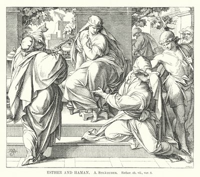 Esther et Haman, Esther, ch vii, v 8 - German School