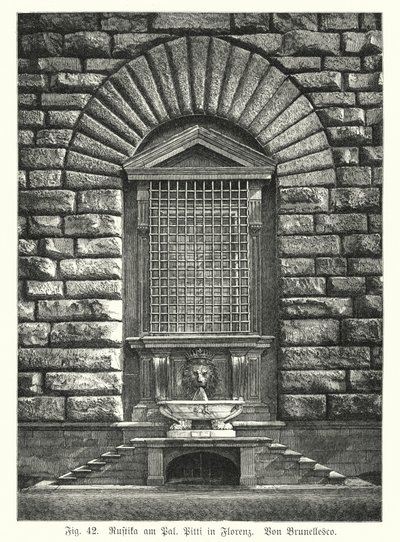 Exemple de rustication, par Filippo Brunelleschi, Palazzo Pitti, Florence, Italie - German School