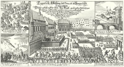 Exécution des membres de la révolte protestante bohémienne sur la place de la Vieille Ville, Prague - German School