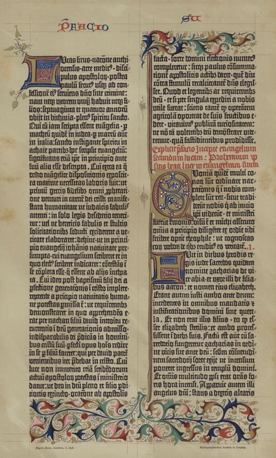 Fac-similé de la Bible latine à 42 lignes de Johannes Gutenberg de 1455 - German School