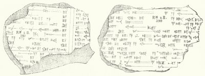 Fragments de texte cunéiforme babylonien sur deux tablettes d