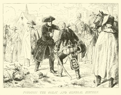 Frédéric le Grand et le général Ziethen - German School